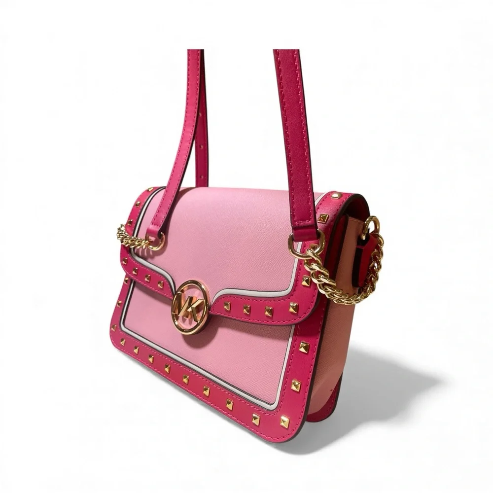 NWT Michael Kors Leida Medium Studded Shoulder/Crossbody in Electric Pink ⚡️ ⚡️ - Picture 5 of 17